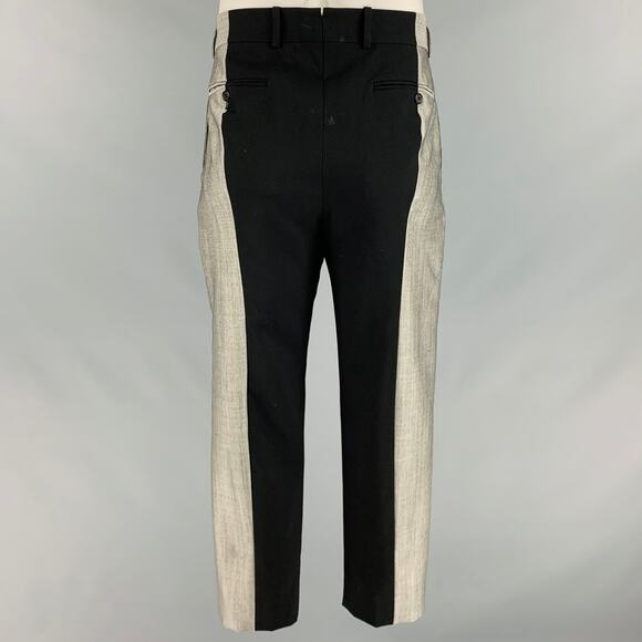 ALEXANDER MCQUEEN Size 38 Black Grey Two Tone Wool Flat Front Dress Pants - Picture 3 of 9